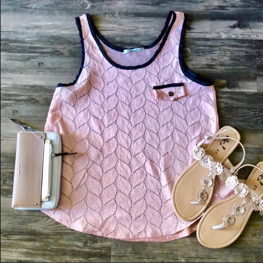 Papaya Blush Tank with Semi Sheer Back size Medium